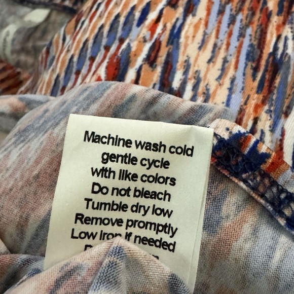 NY Collection XL Top Shirt Orange Striped Scoop Neck Bell 3/4 Sleeve Stretch - Picture 8 of 8